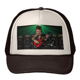 guitarist in flight hat
